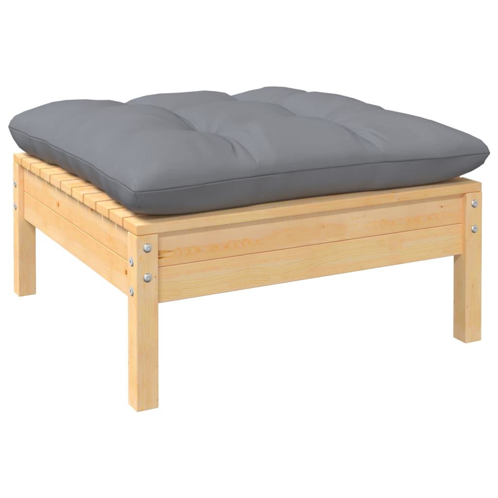 NNEVL 13 Piece Garden Lounge Set with Grey Cushions Solid Pinewood-3