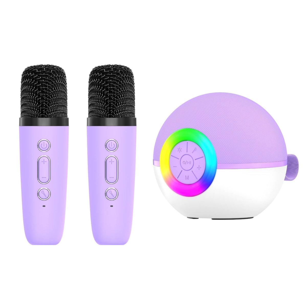 Tooleroo Mini Karaoke Machine 2 Wireless Mics Bluetooth Speaker Purple